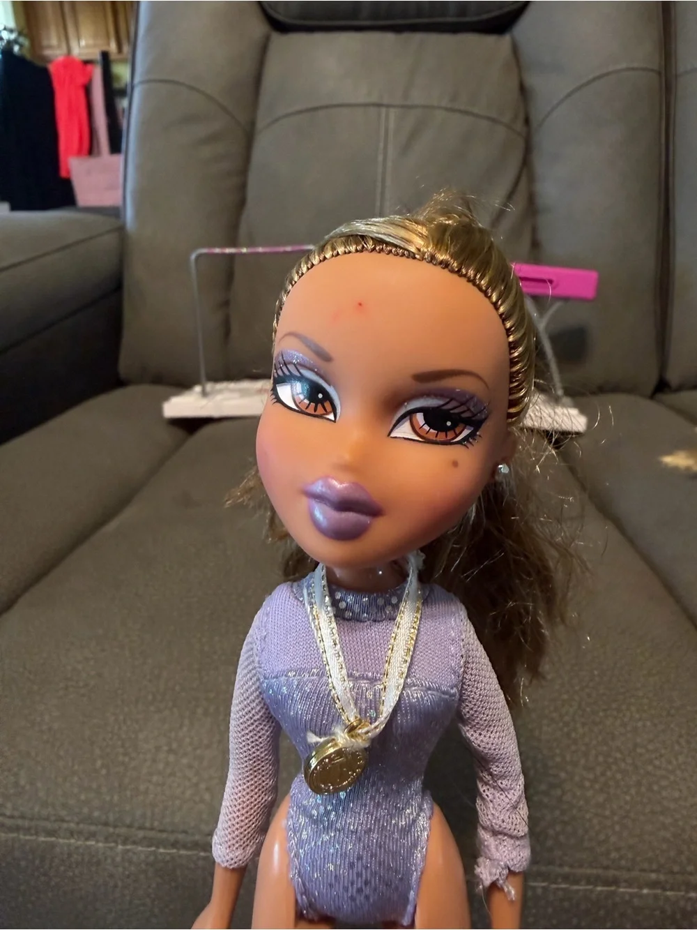 Set of Two Fashion Dolls in Purple and Pink Activewear
